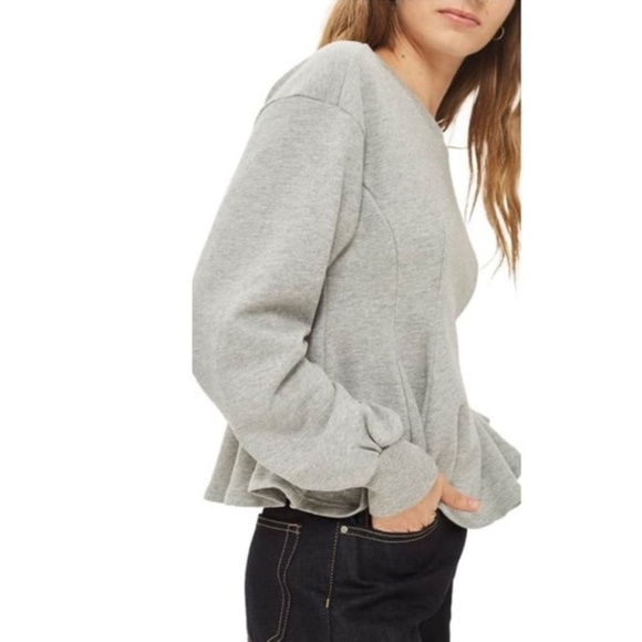 Topshop Sweaters - SOLD! TOPSHOP Corset Peplum Gray Sweatshirt Size 8 Topshop Sweaters - SOLD! TOPSHOP Corset Peplum Gray Sweatshirt Size 8